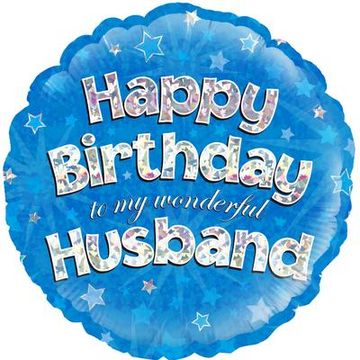 Oaktree 18inch Happy Birthday Husband Holographic - Foil Balloons